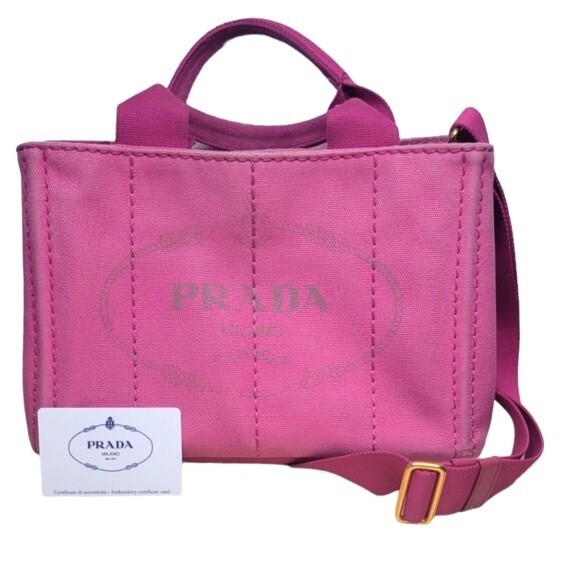 💖PRADA Pink Canvas Crossbody/Handbag, shoulder Authentic - Picture 1 of 16